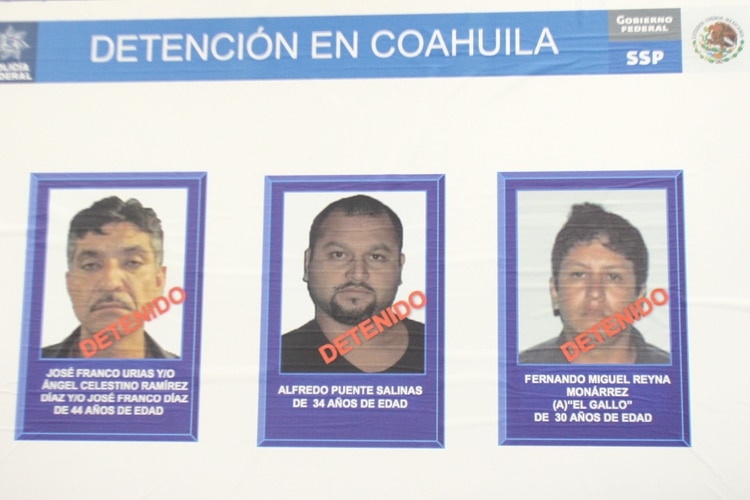 Tres personas que fueron detenidas en Coahuila por el delito de extorsión y fraude relacionados con el grupo delictivo de 