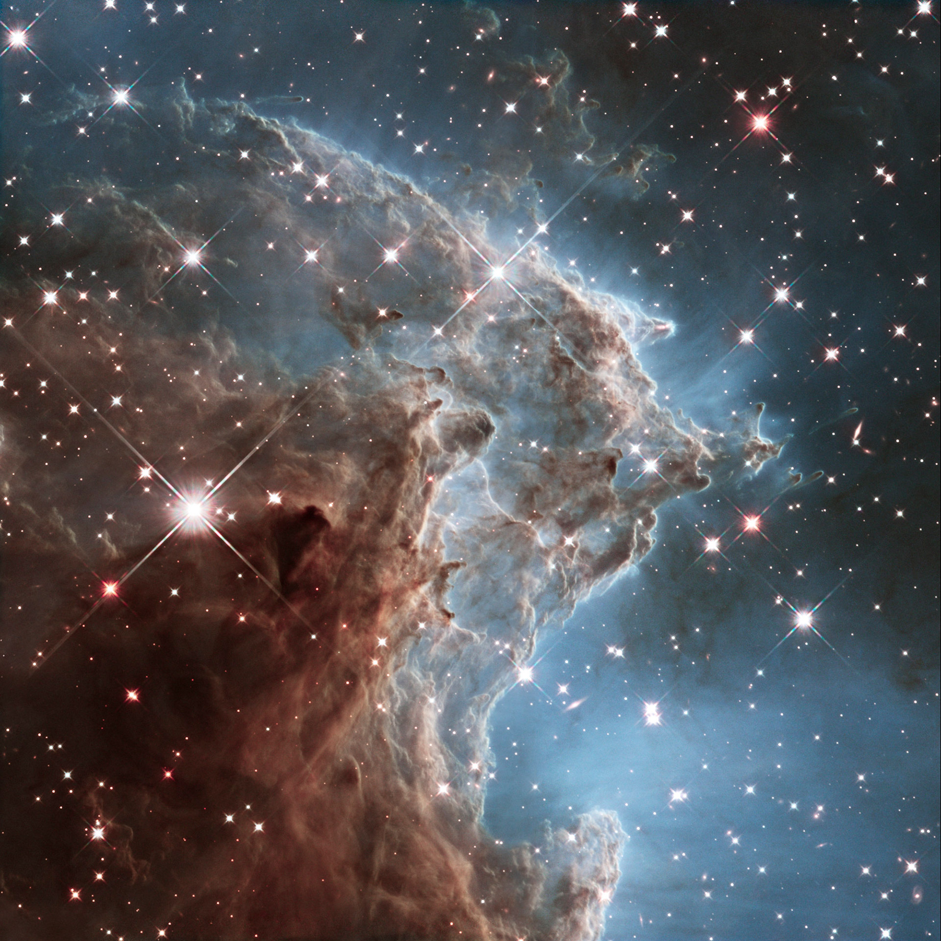 The Hubble Space Telescope captured this infrared-light portrait of a roiling region of starbirth located 6,400 light-years away.