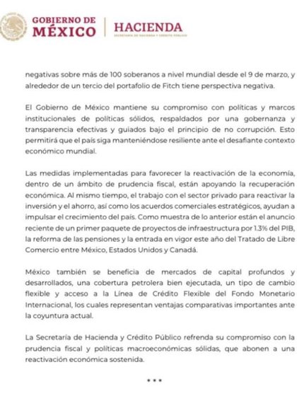 La segunda parte del comunicado