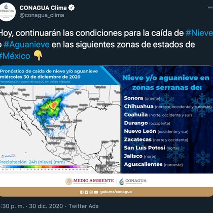 CONAGUA Clima (Twitter@conagua_clima)