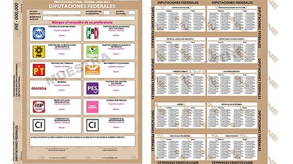 Así se verá la boleta aprobada por el INE para las elecciones intermedias del próximo 6 de junio de 2021 (Foto: Cortesía INE)