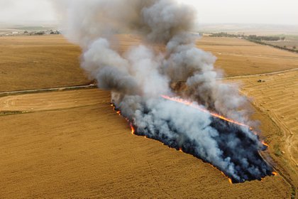 En los últimos días terroristas palestinos reanudaron el lanzamiento de globos incendiarios desde la Franja de Gaza hacia Israel (REUTERS/Amir Cohen)