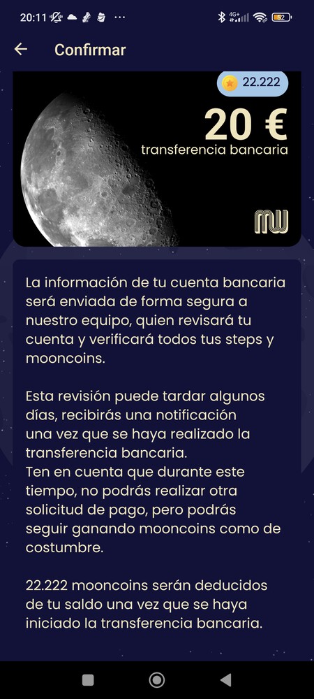 Pantalla pago Moonwalk