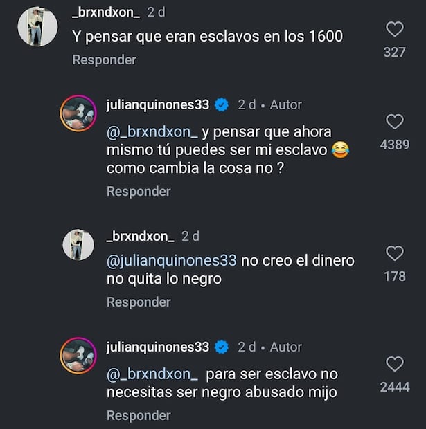 Respuesta de Julián Quiñones a comentarios racistas