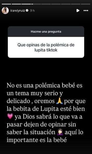 Karely Ruiz habla de la polémica del bebé de Lupita TikTok.