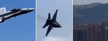 Un F-18 se disponía a hacer unas espectaculares maniobras sobre el cielo de Gijón. Hasta que apareció un obstáculo