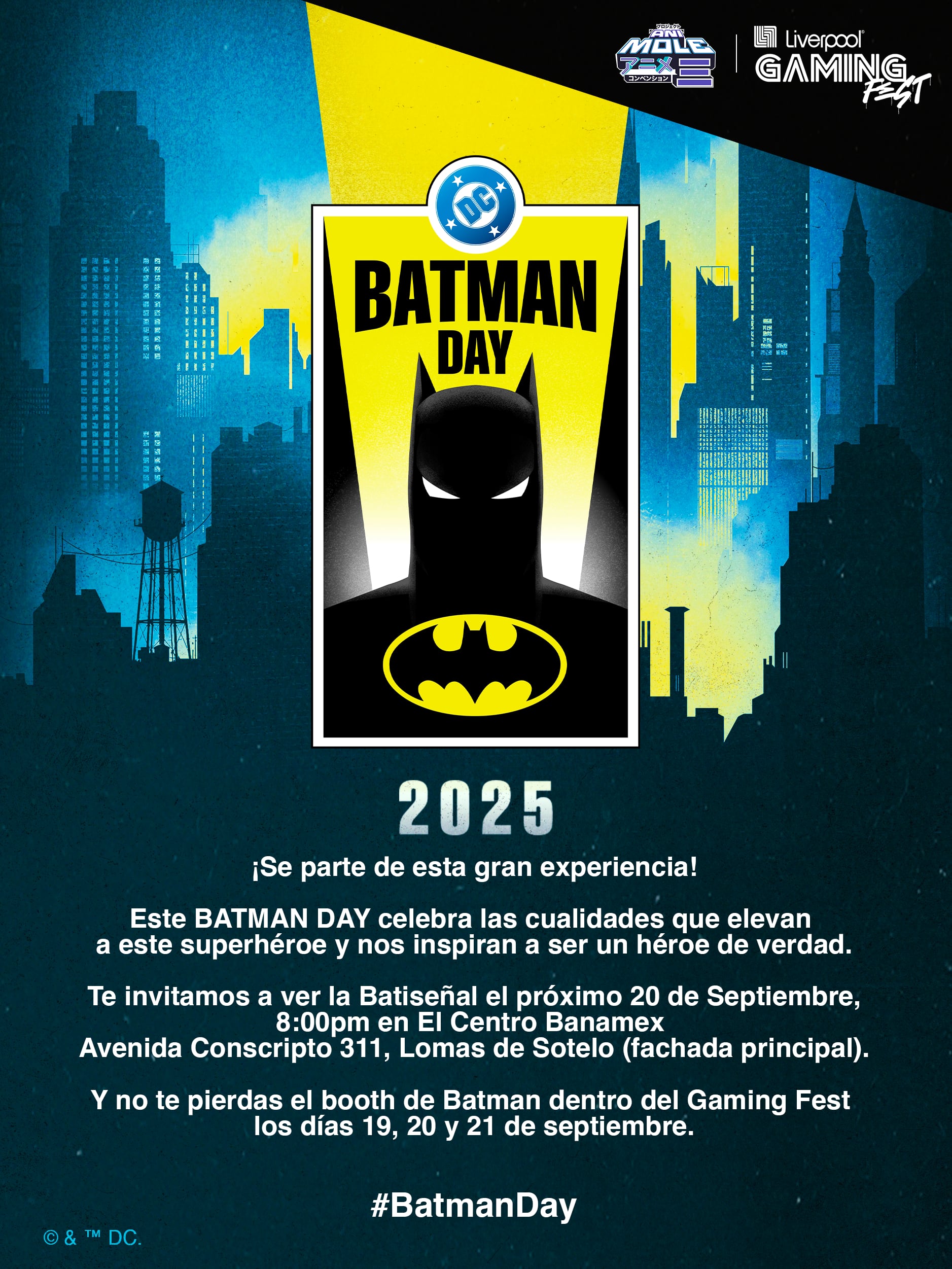 Batiseñal en el Batman Day en la CDMX