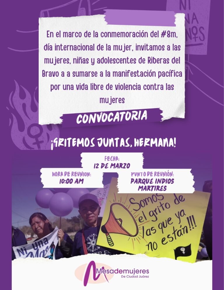Convocan a marcha feminista en Riberas del Bravo para exigir una vida libre de violencia