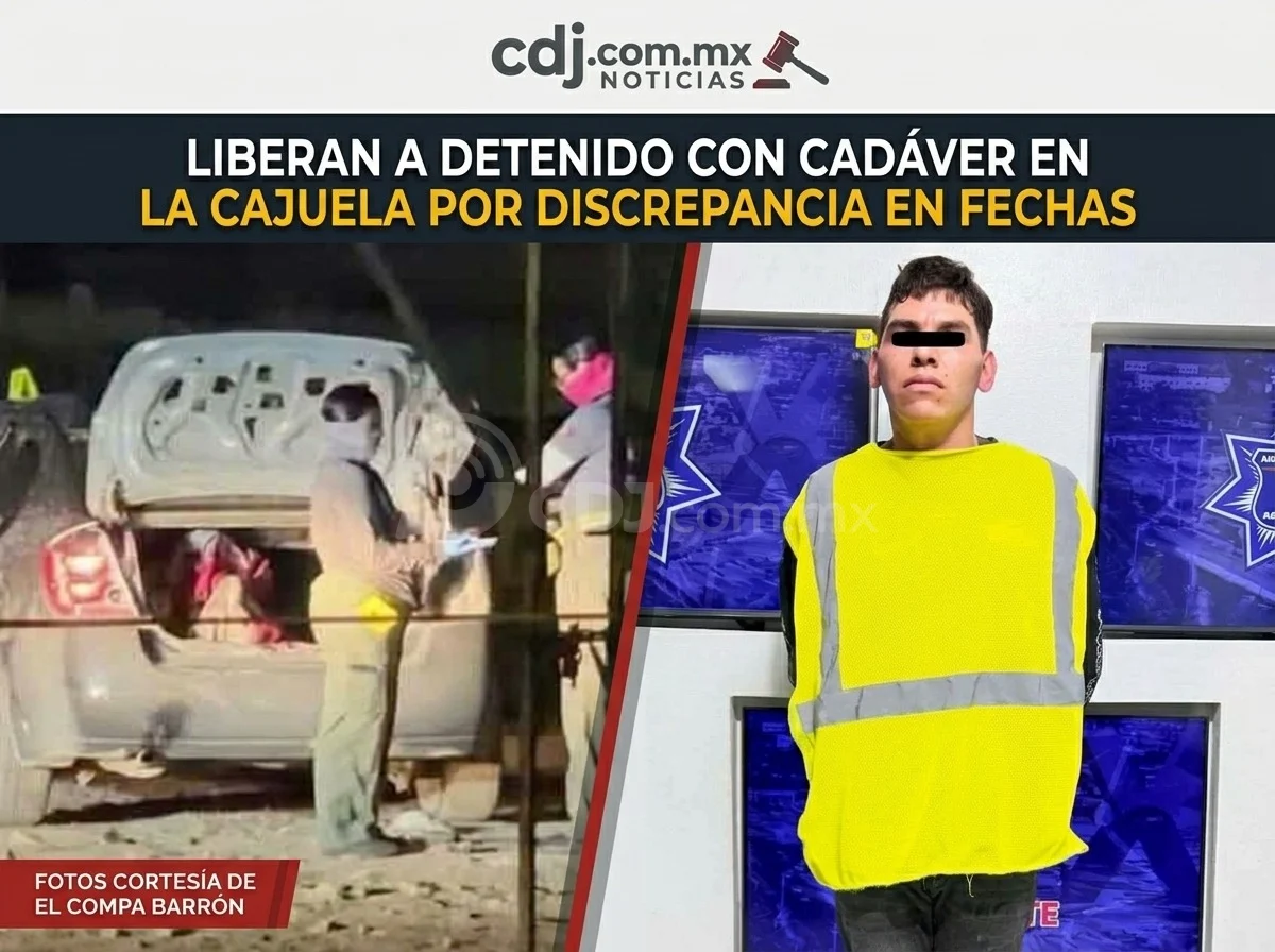 Liberan a detenido con cadáver en la cajuela por discrepancia en la fecha de los hechos